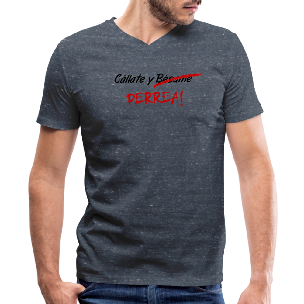 Cállate y Perrea Mens V-Neck T-Shirt, ShopCalavera, Shop Calavera, Latino, Latin, South American, Street, Apparel, Clothing, Urbanwear, heather navy / S