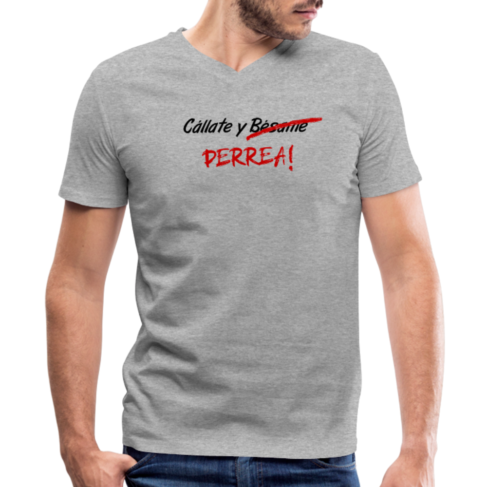Cállate y Perrea Mens V-Neck T-Shirt, ShopCalavera, Shop Calavera, Latino, Latin, South American, Street, Apparel, Clothing, Urbanwear, heather gray / S
