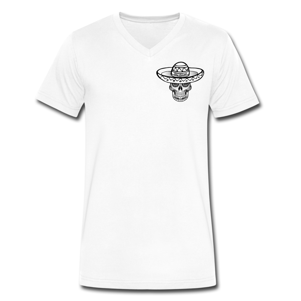 Shop Calavera Sombrero Men V-Neck T-Shirt, ShopCalavera, Shop Calavera, Latino, Latin, South American, Street, Apparel, Clothing, Urbanwear, white / S
