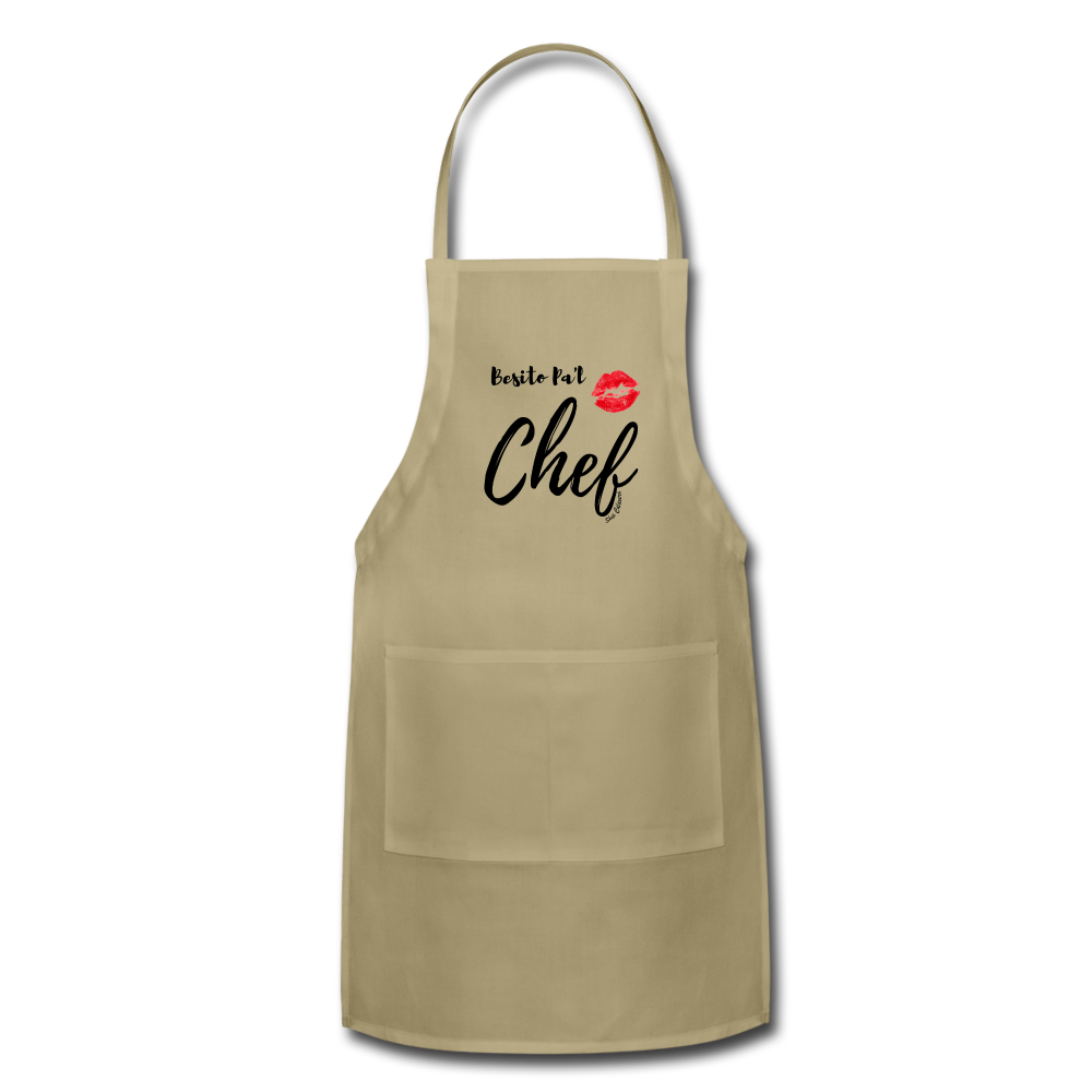 Besito P'al Chef Adjustable Unisex Apron, ShopCalavera, Shop Calavera, Latino, Latin, South American, Street, Apparel, Clothing, Urbanwear, khaki