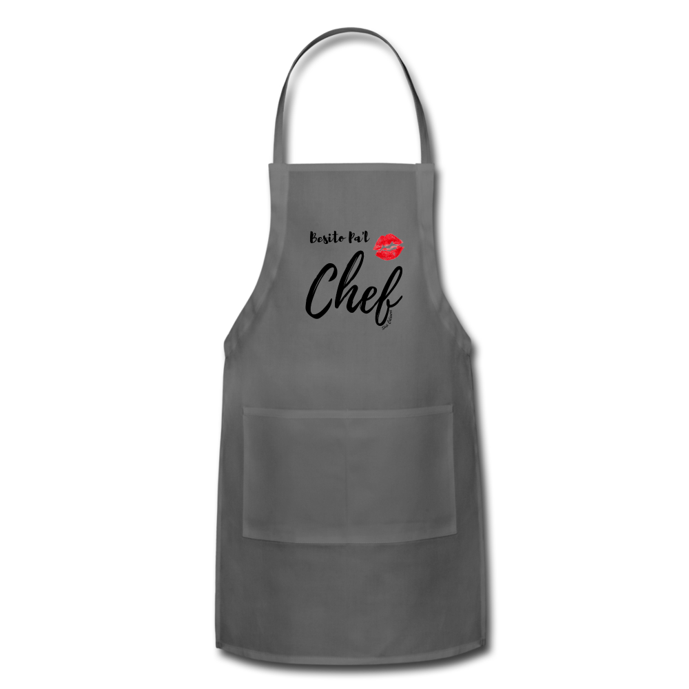 Besito P'al Chef Adjustable Unisex Apron, ShopCalavera, Shop Calavera, Latino, Latin, South American, Street, Apparel, Clothing, Urbanwear, charcoal