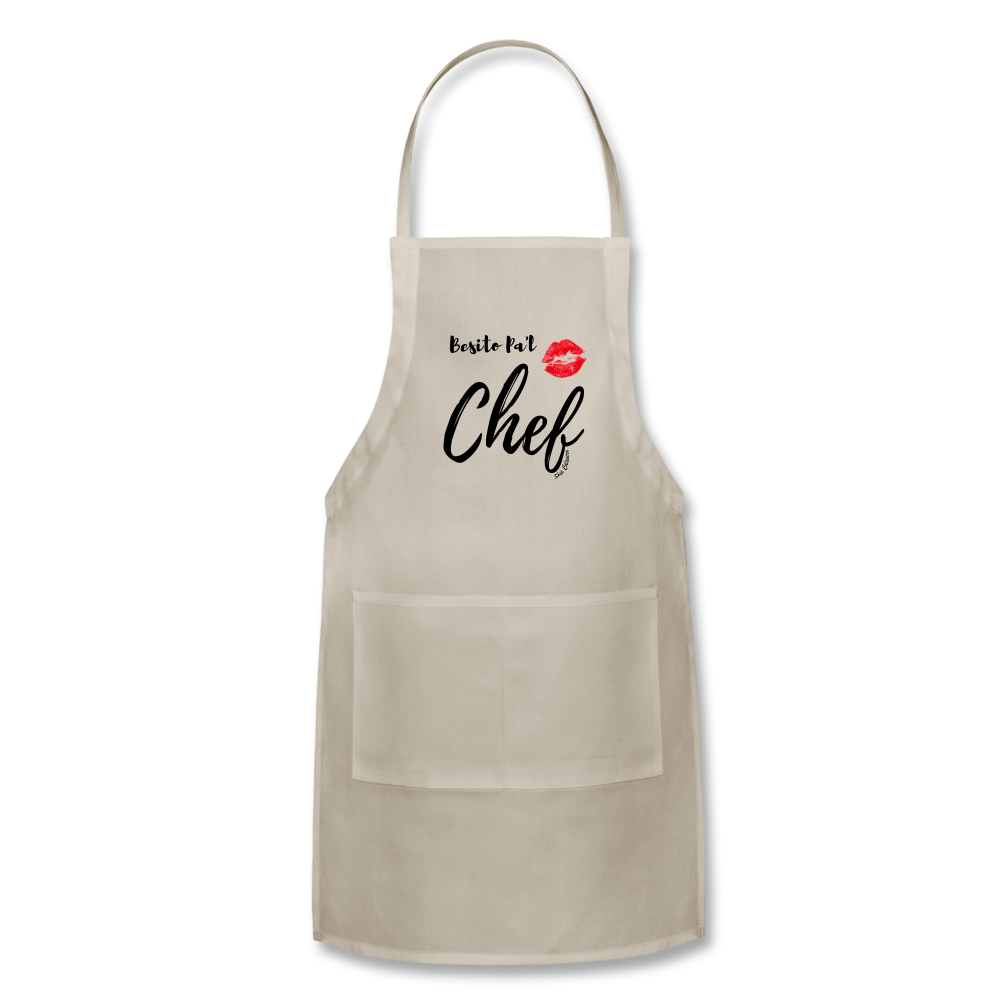 Besito P'al Chef Adjustable Unisex Apron, ShopCalavera, Shop Calavera, Latino, Latin, South American, Street, Apparel, Clothing, Urbanwear, natural