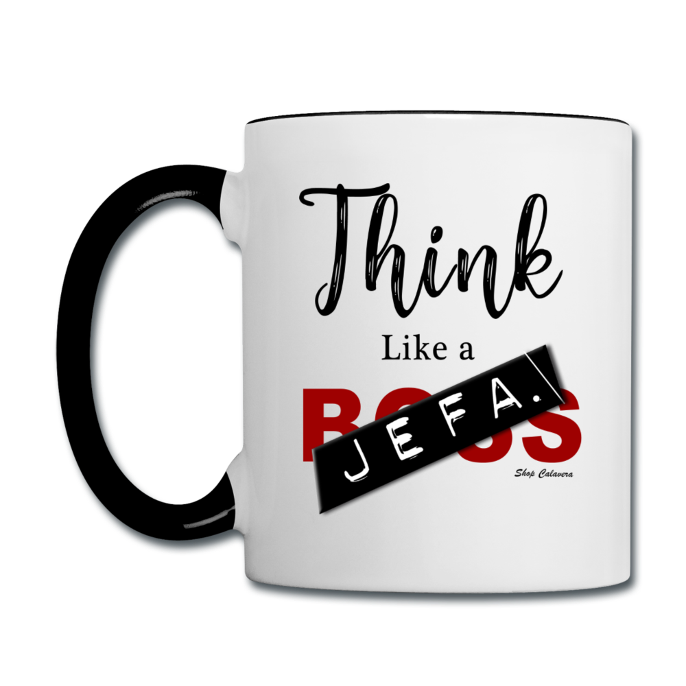 Think Like a Jefa Coffee Mug, ShopCalavera, Shop Calavera, Latino, Latin, South American, Street, Apparel, Clothing, Urbanwear, white/black