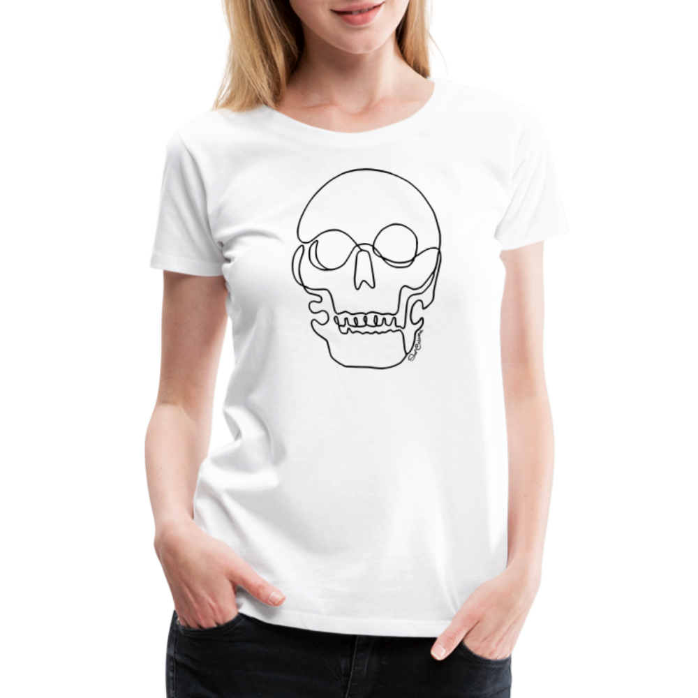 One-Line Logo Women Premium T-Shirt, ShopCalavera, Shop Calavera, Latino, Latin, South American, Street, Apparel, Clothing, Urbanwear, white / S