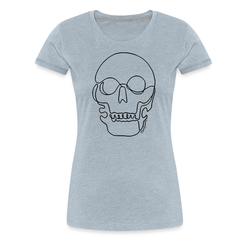One-Line Logo Women Premium T-Shirt, ShopCalavera, Shop Calavera, Latino, Latin, South American, Street, Apparel, Clothing, Urbanwear, heather ice blue / S