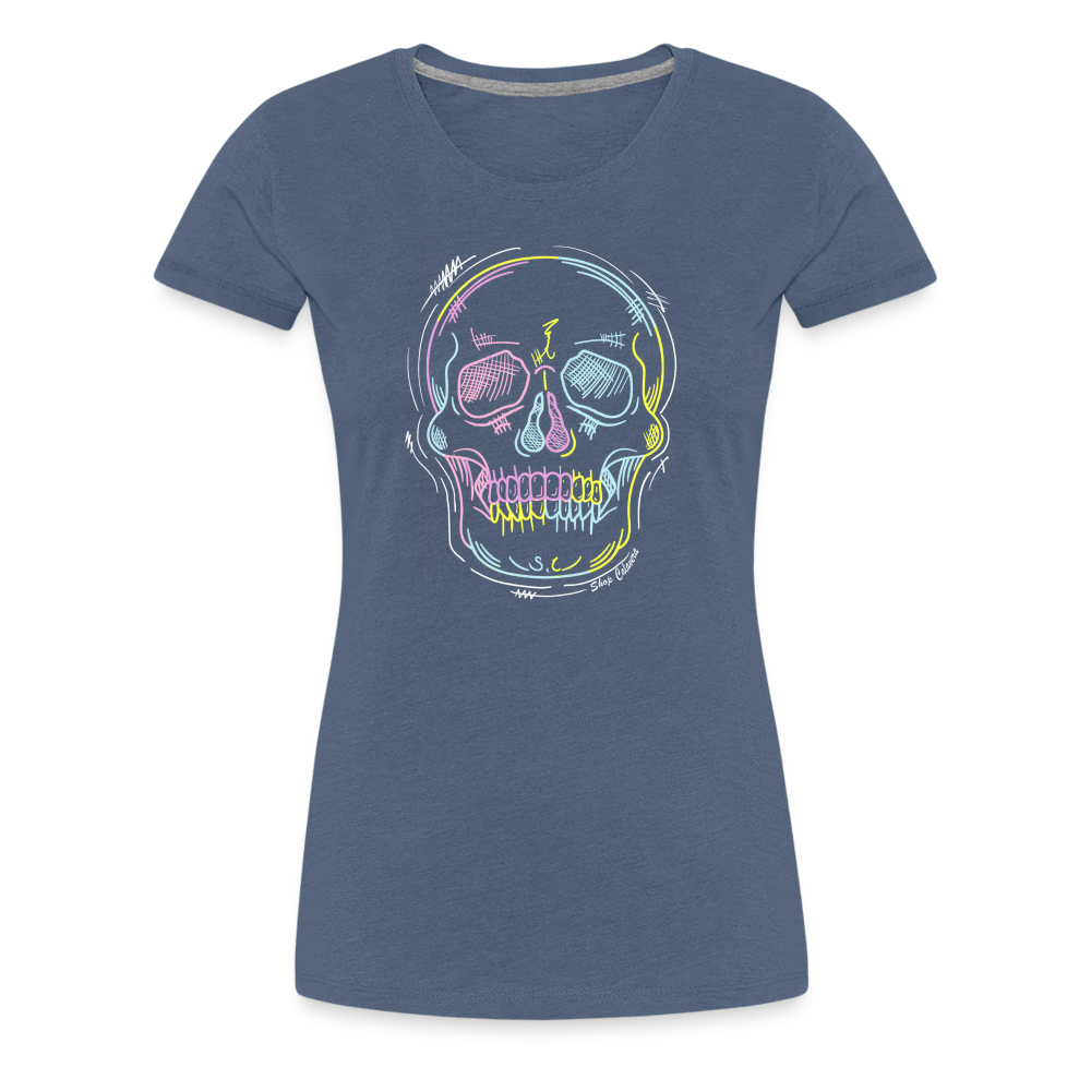 Scrawl Calavera Women Premium T-Shirt - heather blue