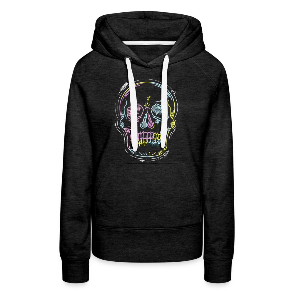 Scrawl Calavera Women Premium Hoodie - charcoal grey