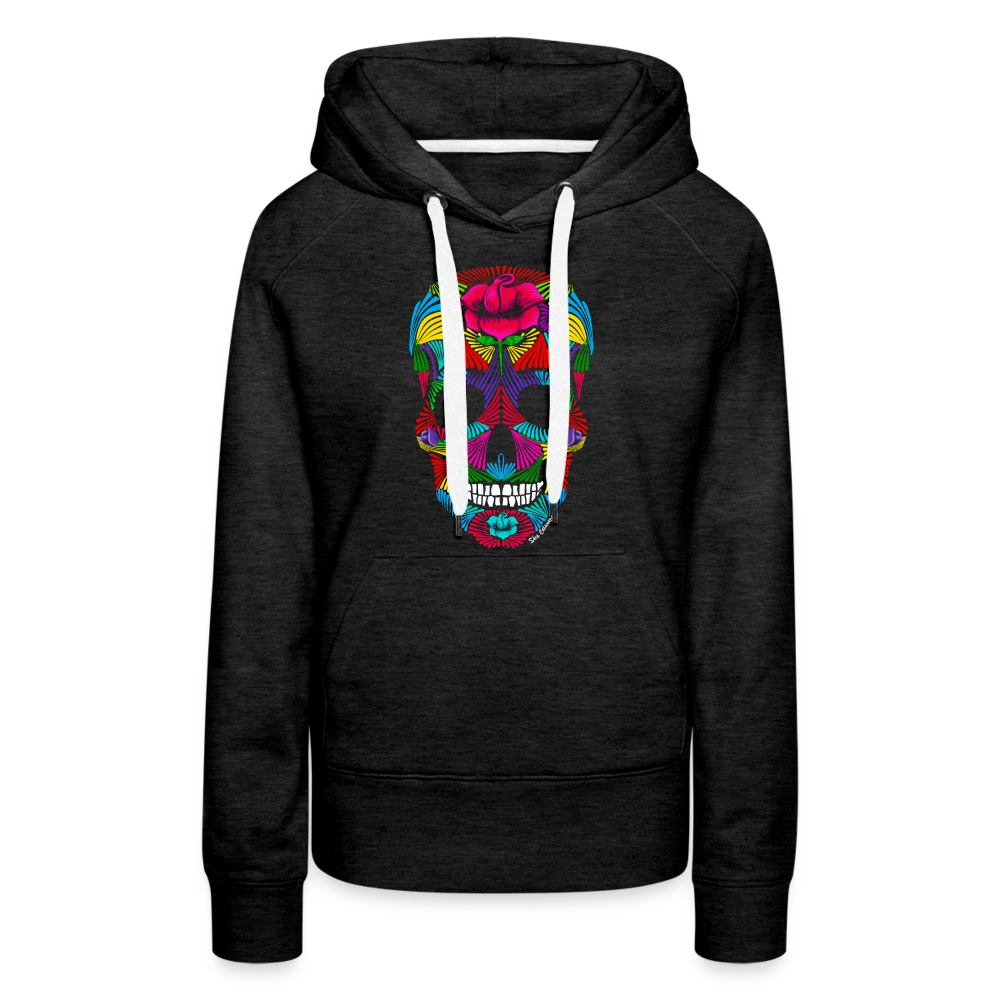 Rainbrush Skull Women’s Premium Hoodie - charcoal grey