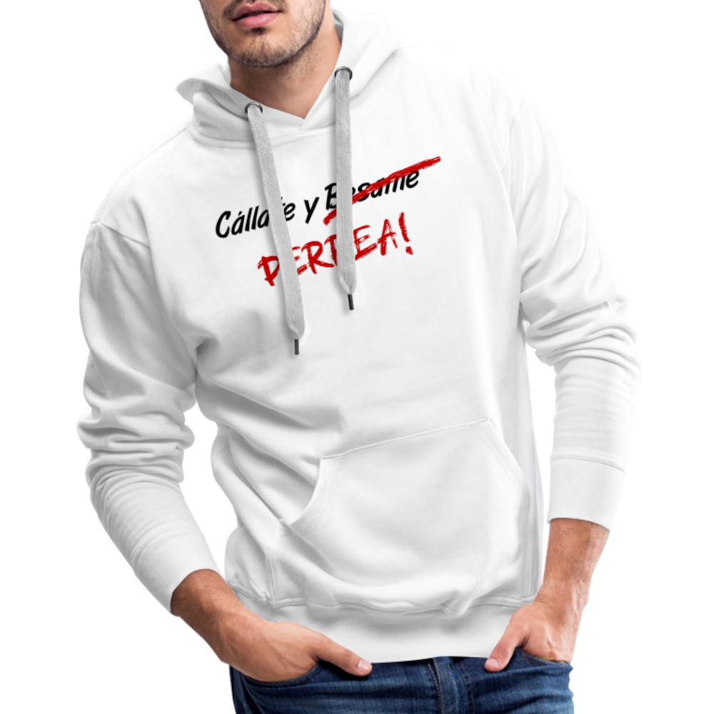 Cállate y Perrea Mens Premium Hoodie - white