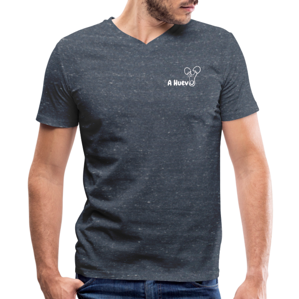 A Huevo Mens V-neck T-Shirt, ShopCalavera, Shop Calavera, Latino, Latin, South American, Street, Apparel, Clothing, Urbanwear, heather navy / S