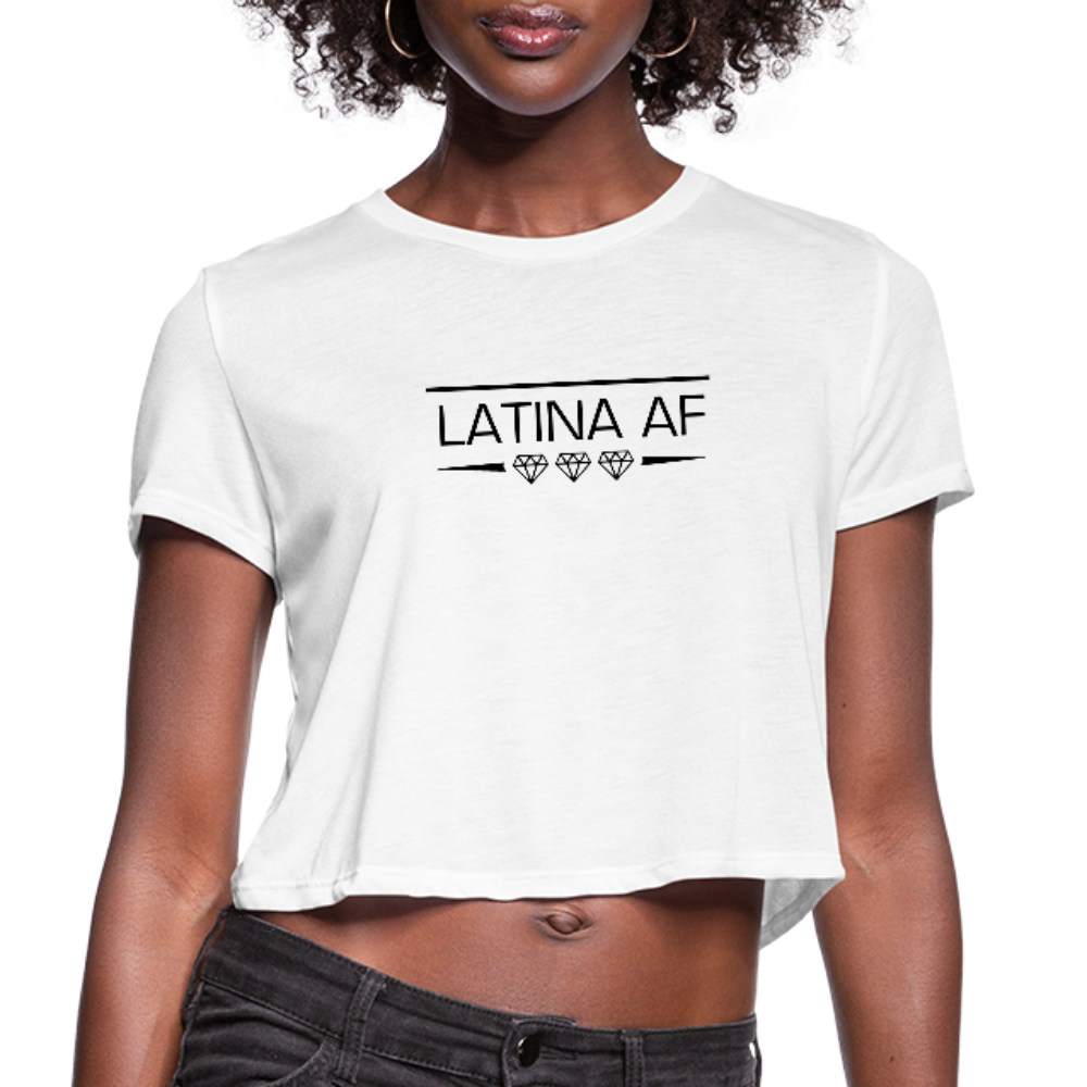 Latina AF Women Cropped T-Shirt, ShopCalavera, Shop Calavera, Latino, Latin, South American, Street, Apparel, Clothing, Urbanwear, white / S