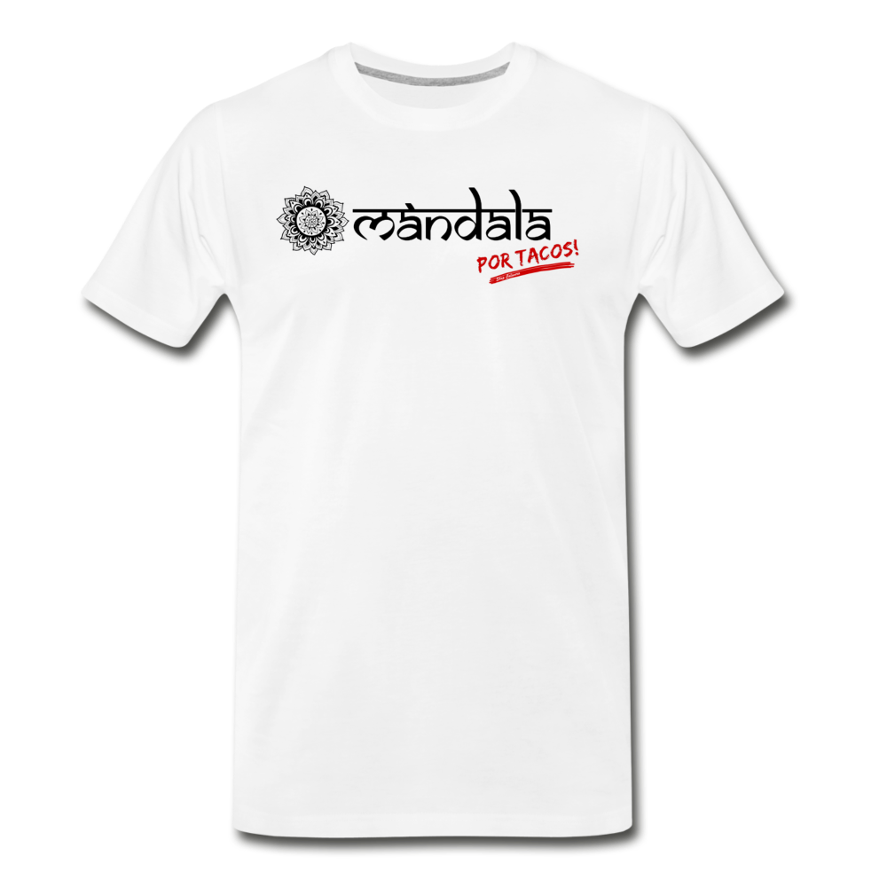 Mandala por Tacos Men's Premium T-Shirt, ShopCalavera, Shop Calavera, Latino, Latin, South American, Street, Apparel, Clothing, Urbanwear, white / S