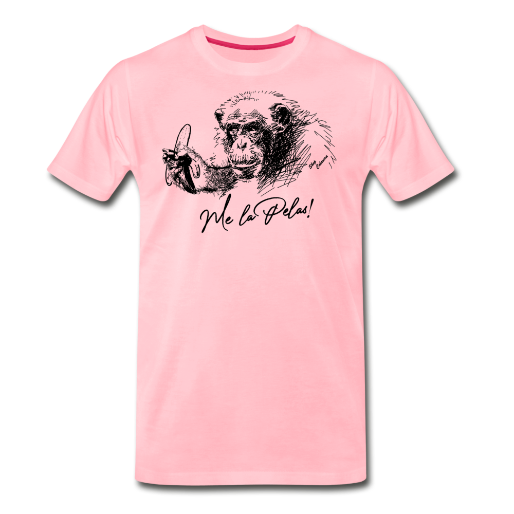 Me la Pelas Men Premium T-Shirt, ShopCalavera, Shop Calavera, Latino, Latin, South American, Street, Apparel, Clothing, Urbanwear, pink / S