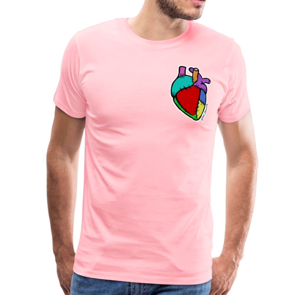 Corazón Remendado Men Premium T-Shirt, ShopCalavera, Shop Calavera, Latino, Latin, South American, Street, Apparel, Clothing, Urbanwear, pink / S