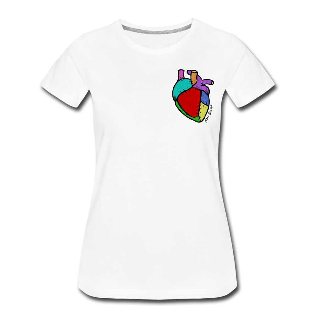 Corazón Remendado Women Premium T-Shirt, ShopCalavera, Shop Calavera, Latino, Latin, South American, Street, Apparel, Clothing, Urbanwear, white / S