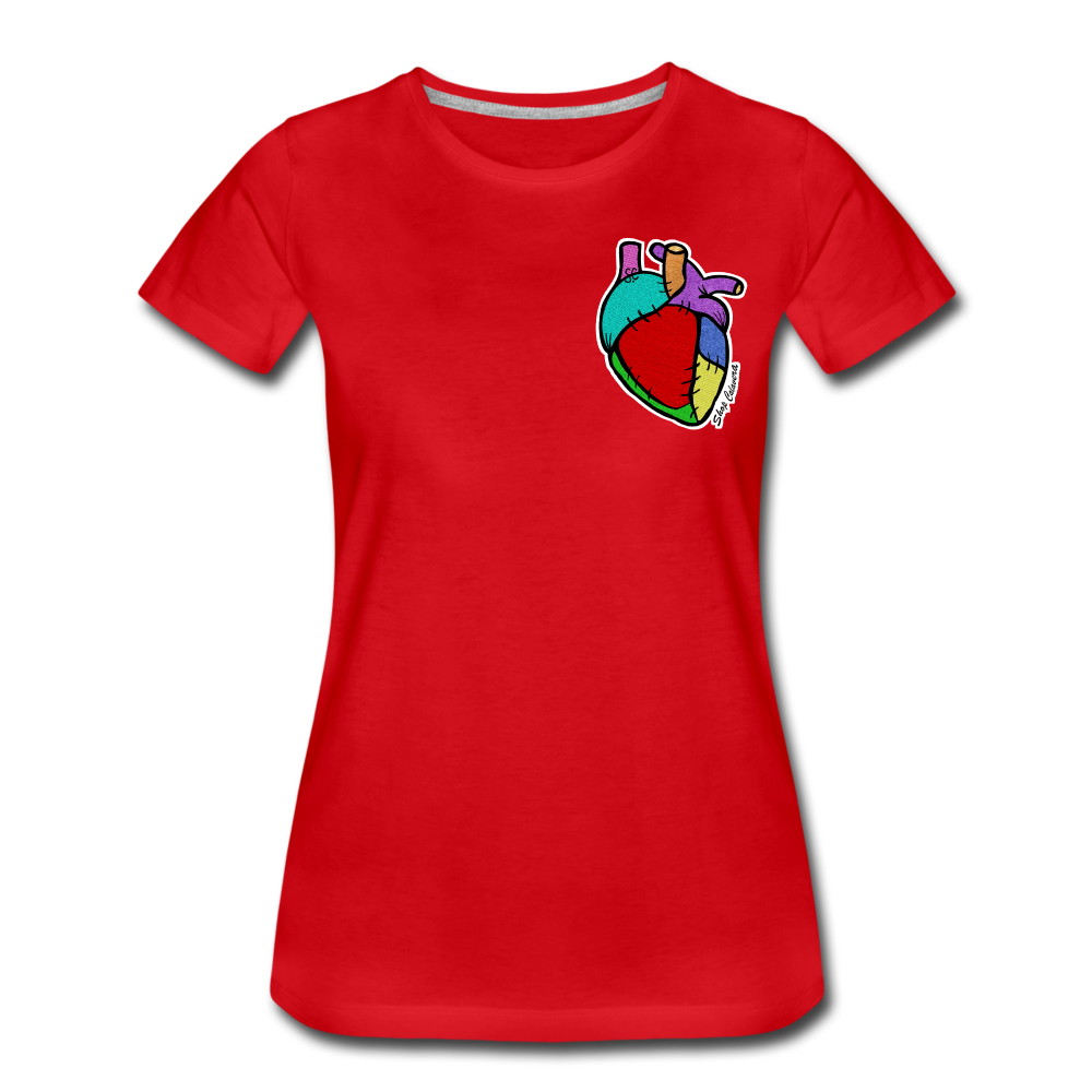 Corazón Remendado Women Premium T-Shirt, ShopCalavera, Shop Calavera, Latino, Latin, South American, Street, Apparel, Clothing, Urbanwear, red / S