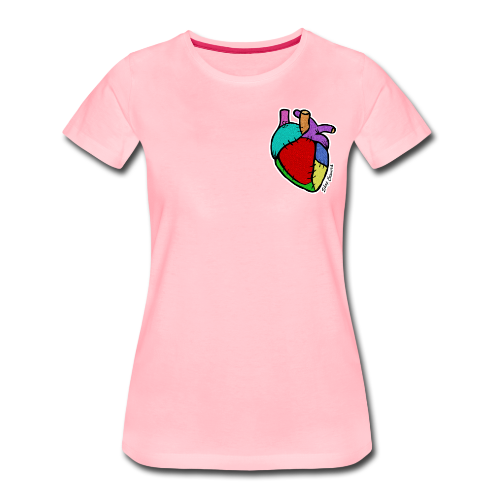 Corazón Remendado Women Premium T-Shirt, ShopCalavera, Shop Calavera, Latino, Latin, South American, Street, Apparel, Clothing, Urbanwear, pink / S