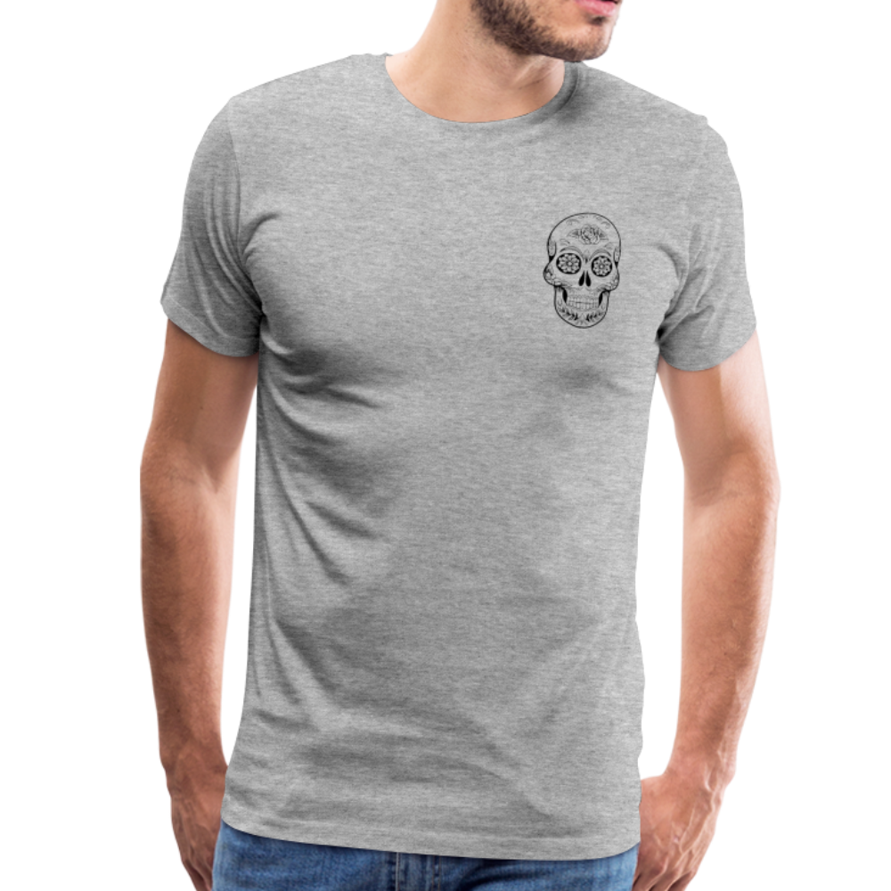 Sugar Skull Logo Men's Premium T-Shirt, ShopCalavera, Shop Calavera, Latino, Latin, South American, Street, Apparel, Clothing, Urbanwear, heather gray / S