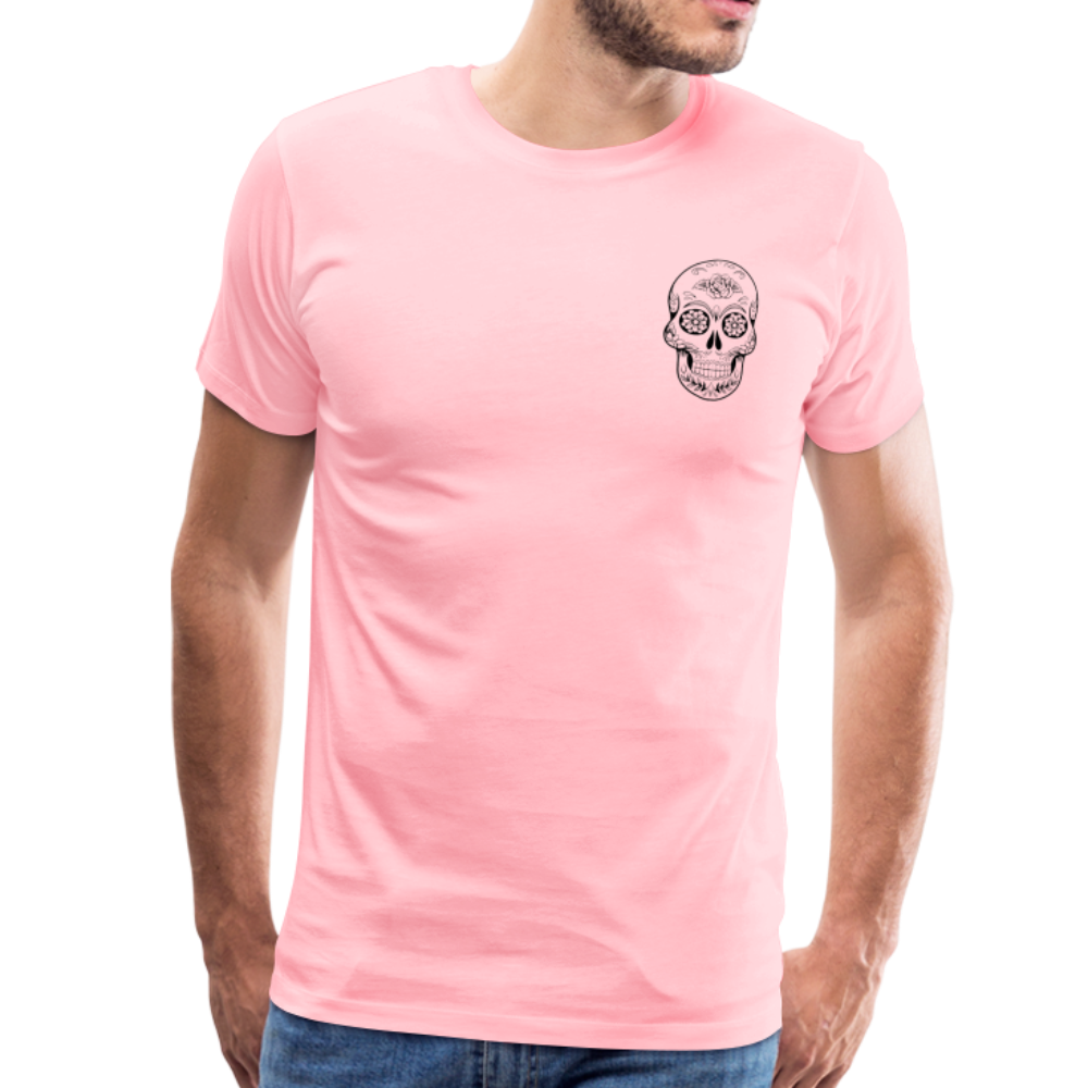 Sugar Skull Logo Men's Premium T-Shirt, ShopCalavera, Shop Calavera, Latino, Latin, South American, Street, Apparel, Clothing, Urbanwear, pink / S