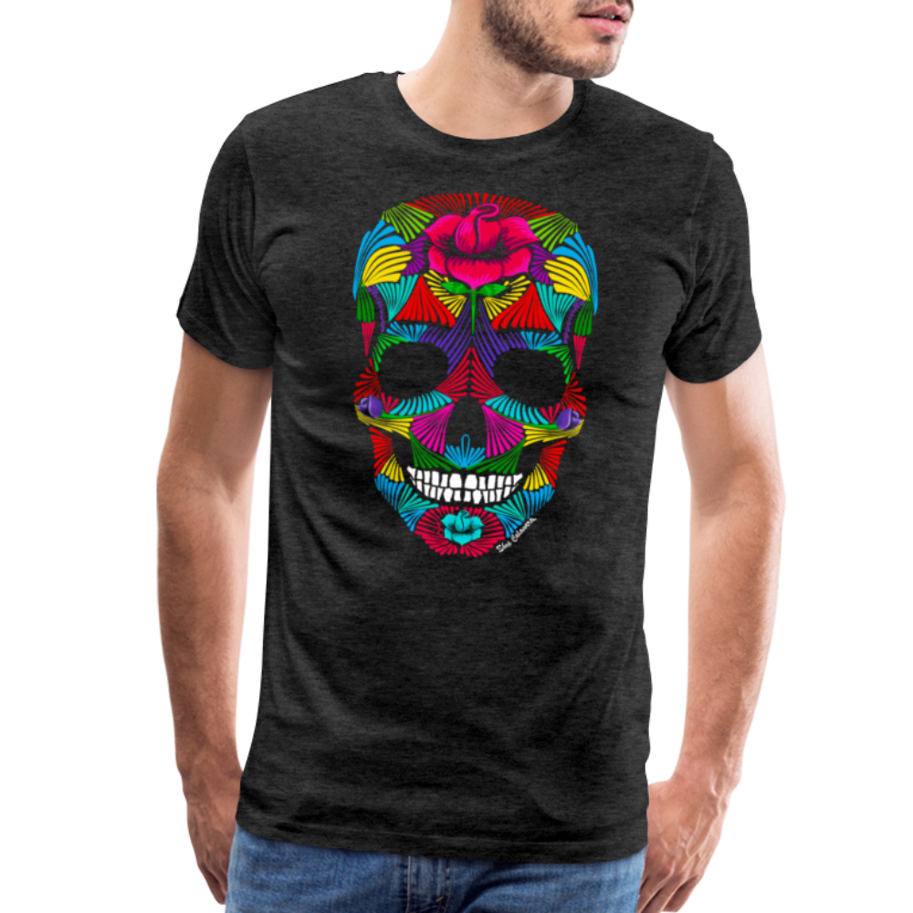 Rainbrush Skull Men's Premium T-Shirt, ShopCalavera, Shop Calavera, Latino, Latin, South American, Street, Apparel, Clothing, Urbanwear, charcoal grey / S