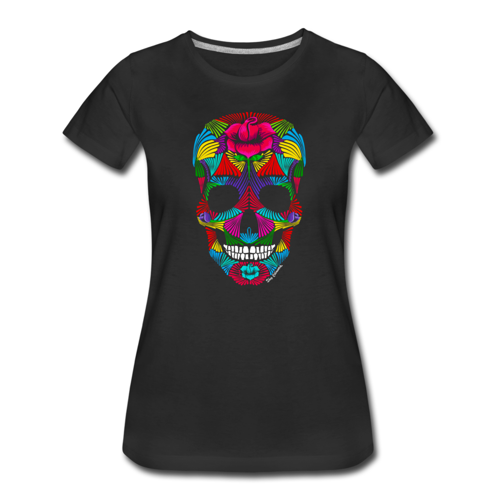 Rainbrush Skull Women’s Premium T-Shirt, ShopCalavera, Shop Calavera, Latino, Latin, South American, Street, Apparel, Clothing, Urbanwear, black / S