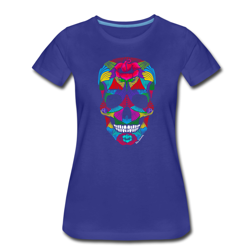 Rainbrush Skull Women’s Premium T-Shirt, ShopCalavera, Shop Calavera, Latino, Latin, South American, Street, Apparel, Clothing, Urbanwear, royal blue / S