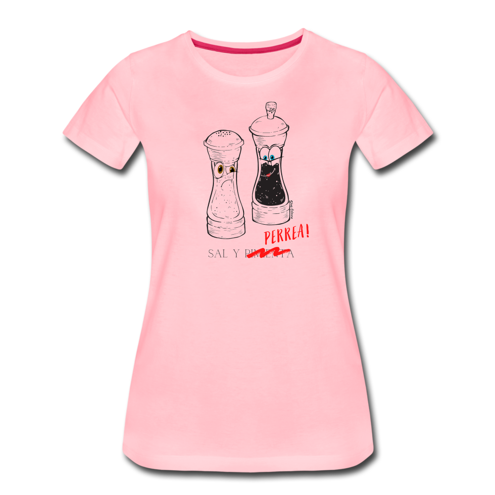 Sal y Perrea Women’s Premium T-Shirt, ShopCalavera, Shop Calavera, Latino, Latin, South American, Street, Apparel, Clothing, Urbanwear, pink / S